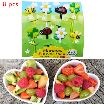 1 rinkinys 6/8 vnt Vaikiški vaisių krapštukai Adatiniai dantų krapštukai Kūrybinis vaisinis pyragas Desertas Maisto šakutės Pietų dėžutės dekoras Bento aksesuarai