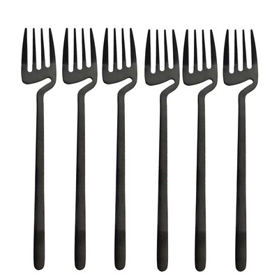 6tk Must Õhtusöögikahvel Sööginõud Lauakaunistus Köök Matt Lusikas Nuga Sööginõud lauanõud Söögiriistad Magustoidud Supp Kohvi Kasutamine