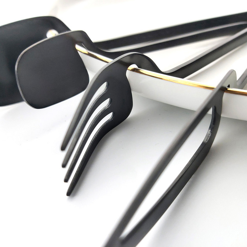 6tk Must Õhtusöögikahvel Sööginõud Lauakaunistus Köök Matt Lusikas Nuga Sööginõud lauanõud Söögiriistad Magustoidud Supp Kohvi Kasutamine