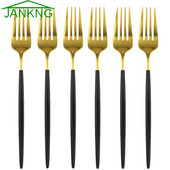 6 db desszert villa evőeszköz fekete arany evőeszköz készlet 304 rozsdamentes acél étkészlet színes tükör konyhai étkészlet ezüst edény