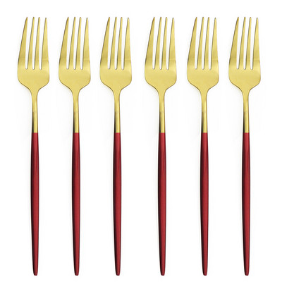 6 db desszert villa evőeszköz fekete arany evőeszköz készlet 304 rozsdamentes acél étkészlet színes tükör konyhai étkészlet ezüst edény