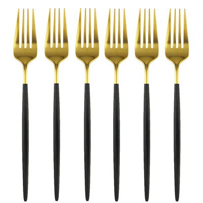6 db desszert villa evőeszköz fekete arany evőeszköz készlet 304 rozsdamentes acél étkészlet színes tükör konyhai étkészlet ezüst edény