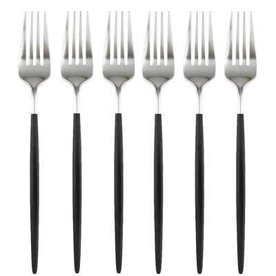 6 db desszert villa evőeszköz fekete arany evőeszköz készlet 304 rozsdamentes acél étkészlet színes tükör konyhai étkészlet ezüst edény