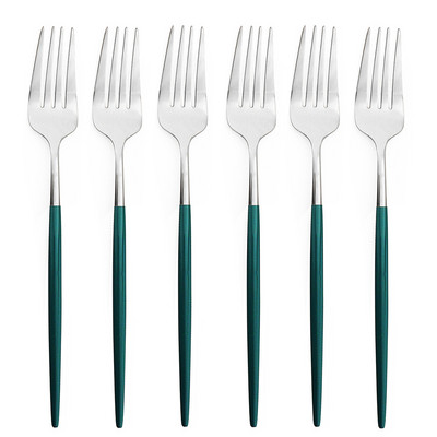 6 db desszert villa evőeszköz fekete arany evőeszköz készlet 304 rozsdamentes acél étkészlet színes tükör konyhai étkészlet ezüst edény