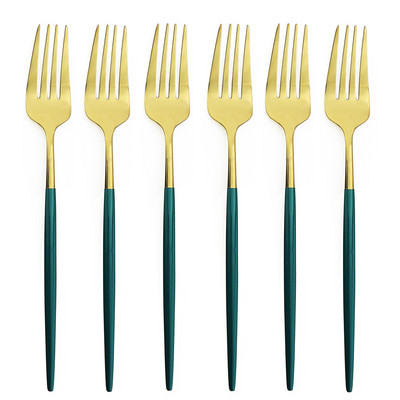 6 db desszert villa evőeszköz fekete arany evőeszköz készlet 304 rozsdamentes acél étkészlet színes tükör konyhai étkészlet ezüst edény