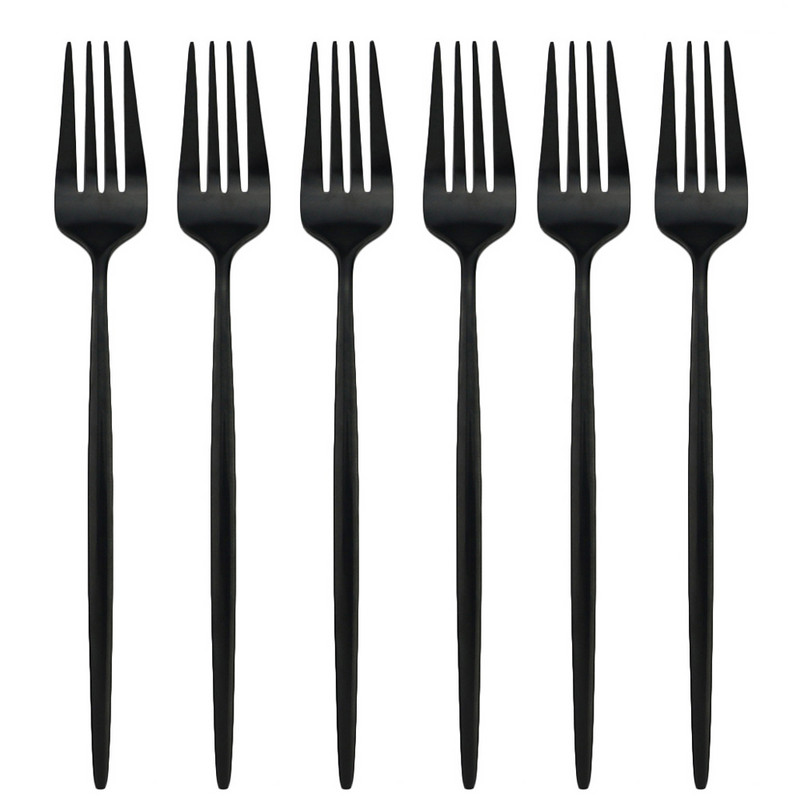 6 db desszert villa evőeszköz fekete arany evőeszköz készlet 304 rozsdamentes acél étkészlet színes tükör konyhai étkészlet ezüst edény