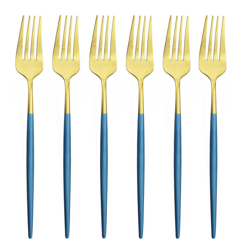 6 db desszert villa evőeszköz fekete arany evőeszköz készlet 304 rozsdamentes acél étkészlet színes tükör konyhai étkészlet ezüst edény