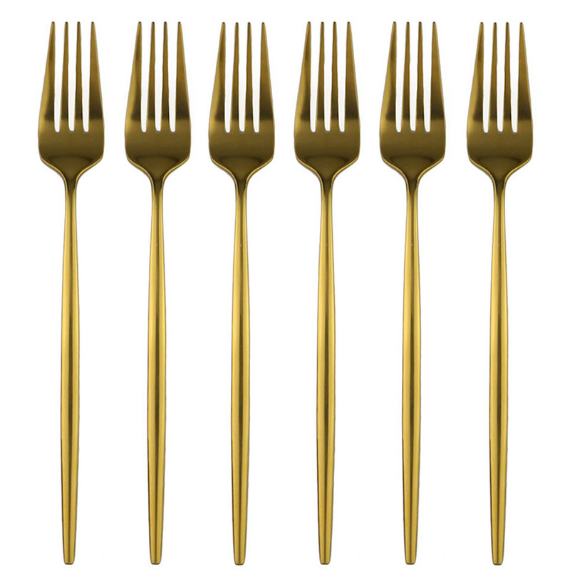 6 db desszert villa evőeszköz fekete arany evőeszköz készlet 304 rozsdamentes acél étkészlet színes tükör konyhai étkészlet ezüst edény