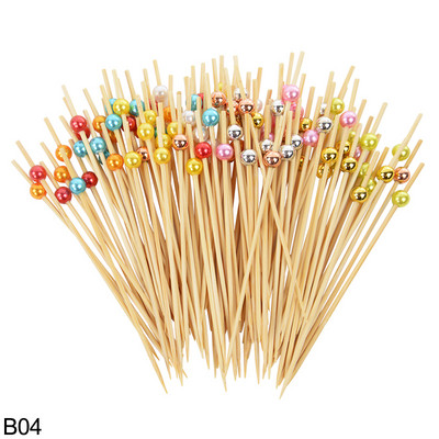 100 vnt Pearl bambuko lazdelės švediško stalo keksiukų vaisiai desertui užkandžiai šakutė Vestuvių ir gimtadienio dekoravimo reikmenys