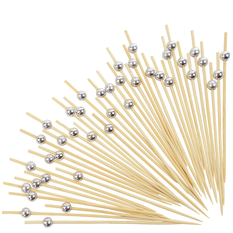 100 vnt Pearl bambuko lazdelės švediško stalo keksiukų vaisiai desertui užkandžiai šakutė Vestuvių ir gimtadienio dekoravimo reikmenys