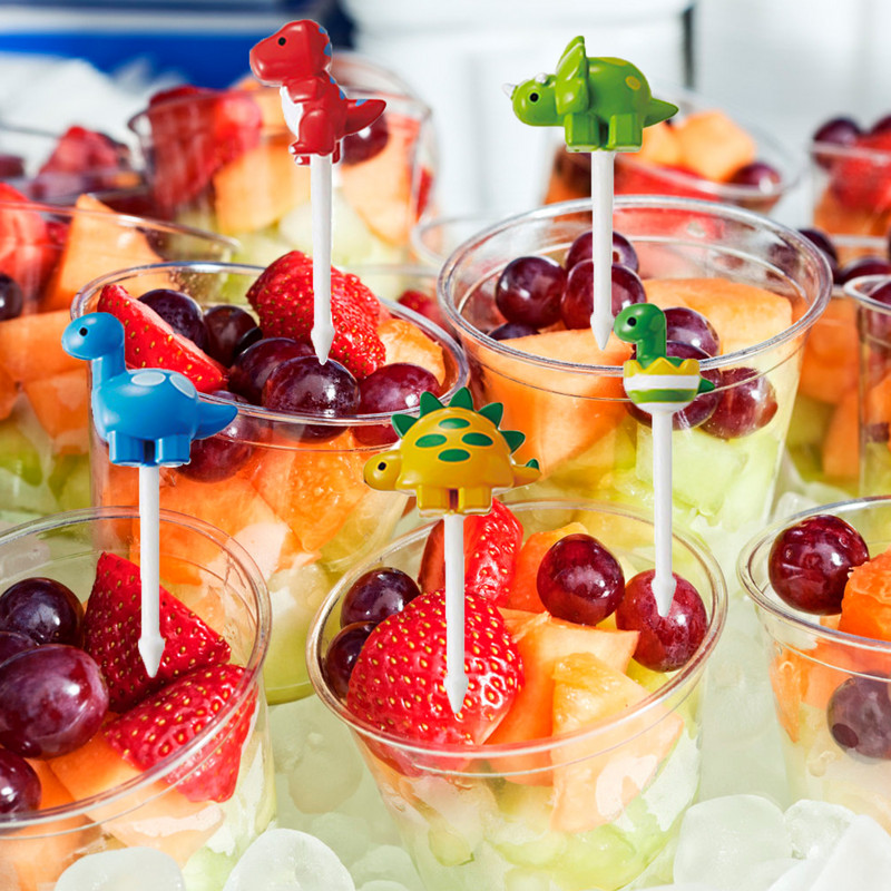 6/10 tk Loomafarmi dinosauruste puuviljakahvel Minimultika lastele suupistekook Magustoit Hambaork Bento Lõunad Peokaunistus