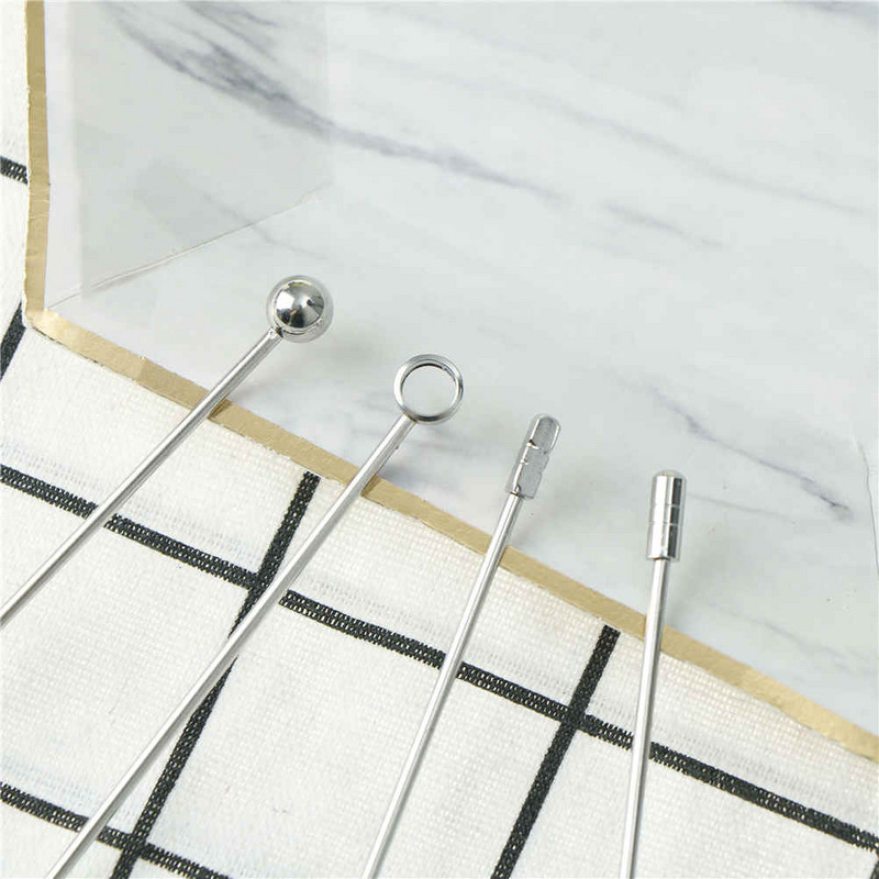 4db ezüst koktélrudak rozsdamentes acél koktélrudak Gyümölcsrudak Praktikus forgatható rudak bárhoz