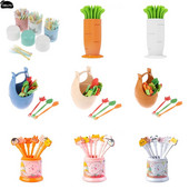 6-50 vnt. / rinkinys Mieli vaisių pyragaičiai šakutės saldainių spalvos Mini vaisių rinkiniai Vaikiški animaciniai filmukai plastikiniai buitiniai užkandžiai desertinės šakutės Bento aksesuarai