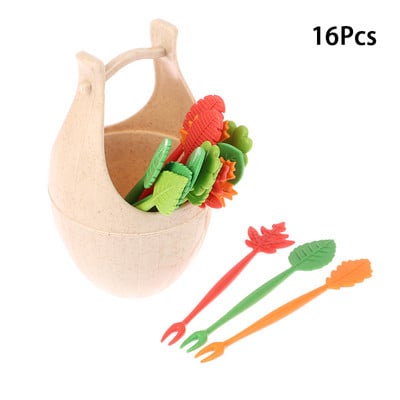 6-50 vnt. / rinkinys Mieli vaisių pyragaičiai šakutės saldainių spalvos Mini vaisių rinkiniai Vaikiški animaciniai filmukai plastikiniai buitiniai užkandžiai desertinės šakutės Bento aksesuarai