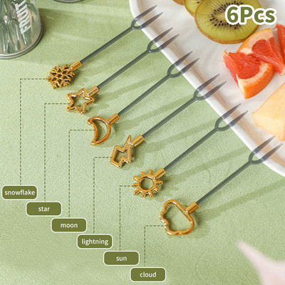 6-50 vnt. / rinkinys Mieli vaisių pyragaičiai šakutės saldainių spalvos Mini vaisių rinkiniai Vaikiški animaciniai filmukai plastikiniai buitiniai užkandžiai desertinės šakutės Bento aksesuarai