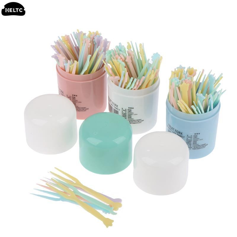 6-50 vnt. / rinkinys Mieli vaisių pyragaičiai šakutės saldainių spalvos Mini vaisių rinkiniai Vaikiški animaciniai filmukai plastikiniai buitiniai užkandžiai desertinės šakutės Bento aksesuarai