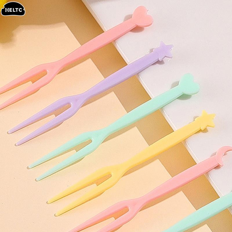 6-50 vnt. / rinkinys Mieli vaisių pyragaičiai šakutės saldainių spalvos Mini vaisių rinkiniai Vaikiški animaciniai filmukai plastikiniai buitiniai užkandžiai desertinės šakutės Bento aksesuarai