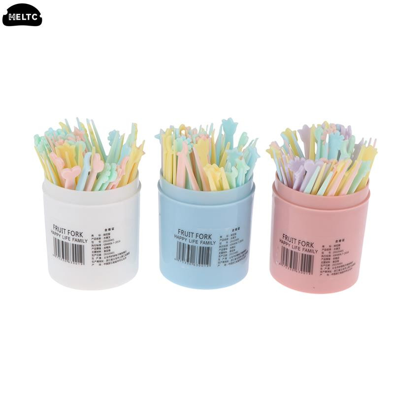 6-50 vnt. / rinkinys Mieli vaisių pyragaičiai šakutės saldainių spalvos Mini vaisių rinkiniai Vaikiški animaciniai filmukai plastikiniai buitiniai užkandžiai desertinės šakutės Bento aksesuarai