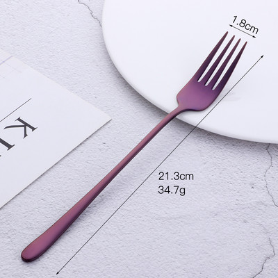 Spalvingos vakarienės šakutės 304 nerūdijančio plieno desertinės salotų šakutės su ilgomis rankenomis, skirtos virtuvės restorano vakarėlio kepsnių šakutei