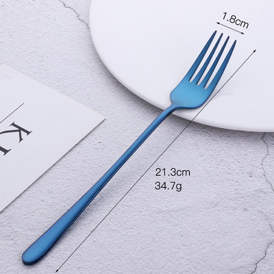 Spalvingos vakarienės šakutės 304 nerūdijančio plieno desertinės salotų šakutės su ilgomis rankenomis, skirtos virtuvės restorano vakarėlio kepsnių šakutei