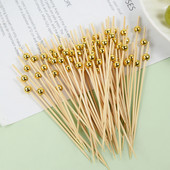 100 komada zlatnih perli Bambusovi voćni štapići Božićni odabiri Buffet za desert Salata Vilica Dekoracija za koktele Torta od povrća Desert Čačkalice