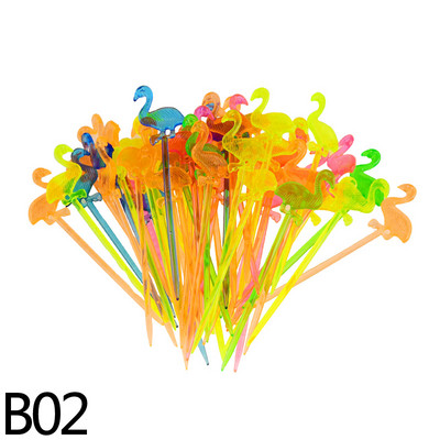 50 tk Loomade Flamingo Peotarbed Toiduvalik Rootsi lauas Puuviljakahvel suupiste kook Magustoit Salatipulgad kokteil hambaork vardas