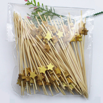 12cm 100Pc Golden Peach Heart Fruit Fork Sticks Buffet Cupcake Toppers Cocktail Fork Wedding Festival Διακοσμήσεις Πάρτι γενεθλίων