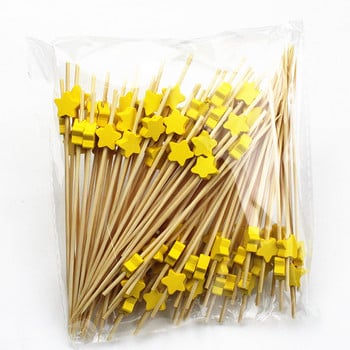 12cm 100Pc Golden Peach Heart Fruit Fork Sticks Buffet Cupcake Toppers Cocktail Fork Wedding Festival Διακοσμήσεις Πάρτι γενεθλίων