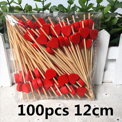 12 cm 100 tk Kuldne virsik, süda puu kahvlipulgad Rootsi lauaga koogitopsid Kokteilikahvlid pulmafestivali kaunistused sünnipäevapidu