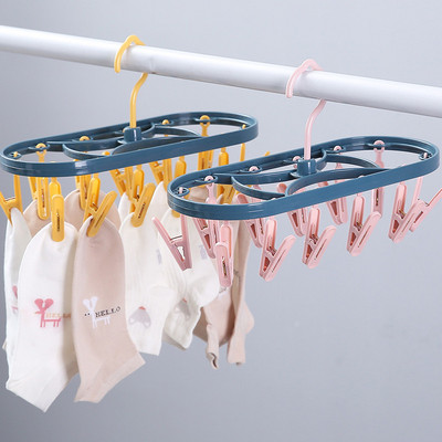 12 klambrit Kokkupandav riidekuivati riidepuu lastele täiskasvanutele riidekuivati tuulekindlad sokid aluspesu plastist kuivatusrest