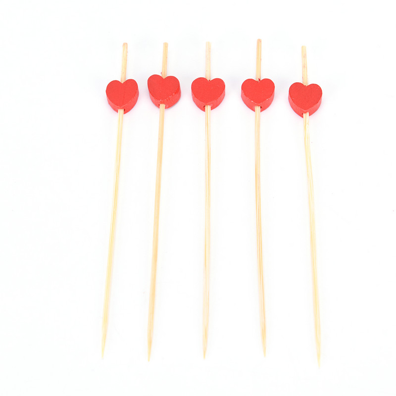 100 komada 12 cm Srce od bambusa Izbor hrane Buffet Cupcake Voće Vilica Party Torta Desert Salata Štapići od povrća Koktel Čačkalica Ražnjići