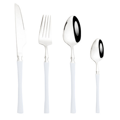 Nerūdijančio plieno stalo įrankių rinkinys Stalo reikmenys Pagrindinis puslapis Baltas auksas Vakarienė Sidabriniai indai Peilis Šakutė Šaukštas Viešbučio stalo įrankių rinkinys 4 vnt.