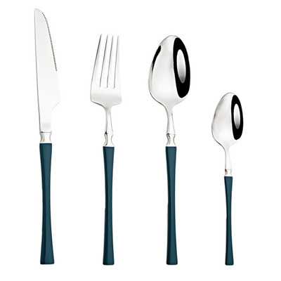 Nerūdijančio plieno stalo įrankių rinkinys Stalo reikmenys Pagrindinis puslapis Baltas auksas Vakarienė Sidabriniai indai Peilis Šakutė Šaukštas Viešbučio stalo įrankių rinkinys 4 vnt.