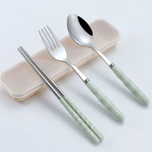 3 τεμάχια/Σετ επιτραπέζια σκεύη σετ μαχαιροπήρουνων Πρωτοποριακή οικιακή λαβή σιταριού από ανοξείδωτο ατσάλι Πιρούνι κουτάλια ξυλάκια