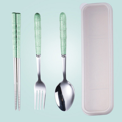 3 τεμάχια/Σετ επιτραπέζια σκεύη σετ μαχαιροπήρουνων Πρωτοποριακή οικιακή λαβή σιταριού από ανοξείδωτο ατσάλι Πιρούνι κουτάλια ξυλάκια