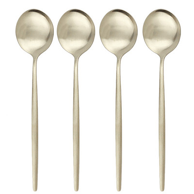 4vnt Auksinis matinis vakarienės šaukštas Stalo įrankiai 304 Nerūdijančio plieno valgomojo šaukštas Sidabriniai 7 spalvų stalo reikmenys virtuvės stalo reikmenys