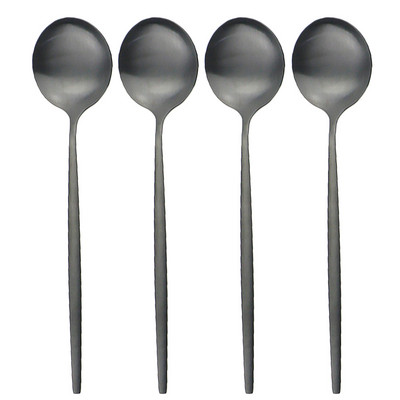 4vnt Auksinis matinis vakarienės šaukštas Stalo įrankiai 304 Nerūdijančio plieno valgomojo šaukštas Sidabriniai 7 spalvų stalo reikmenys virtuvės stalo reikmenys