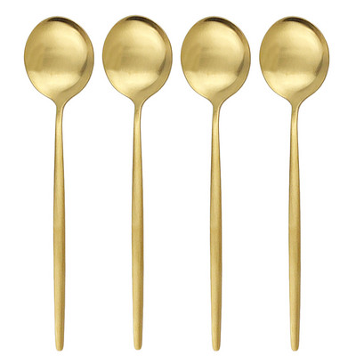 4vnt Auksinis matinis vakarienės šaukštas Stalo įrankiai 304 Nerūdijančio plieno valgomojo šaukštas Sidabriniai 7 spalvų stalo reikmenys virtuvės stalo reikmenys