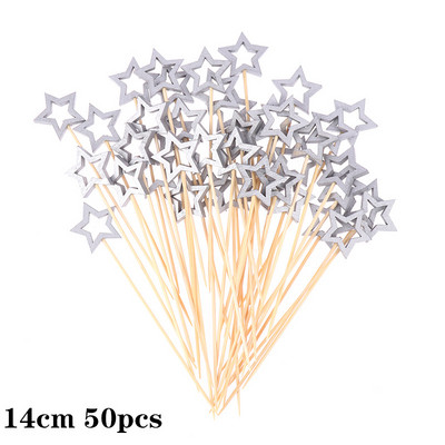 50/100 tk Tähted ühekordselt kasutatavad bambusest vardad Toidukokteilivalik Rootsi lauas Puuviljad Tassikoogid Kahvlipulgad peolaua kaunistustarbed