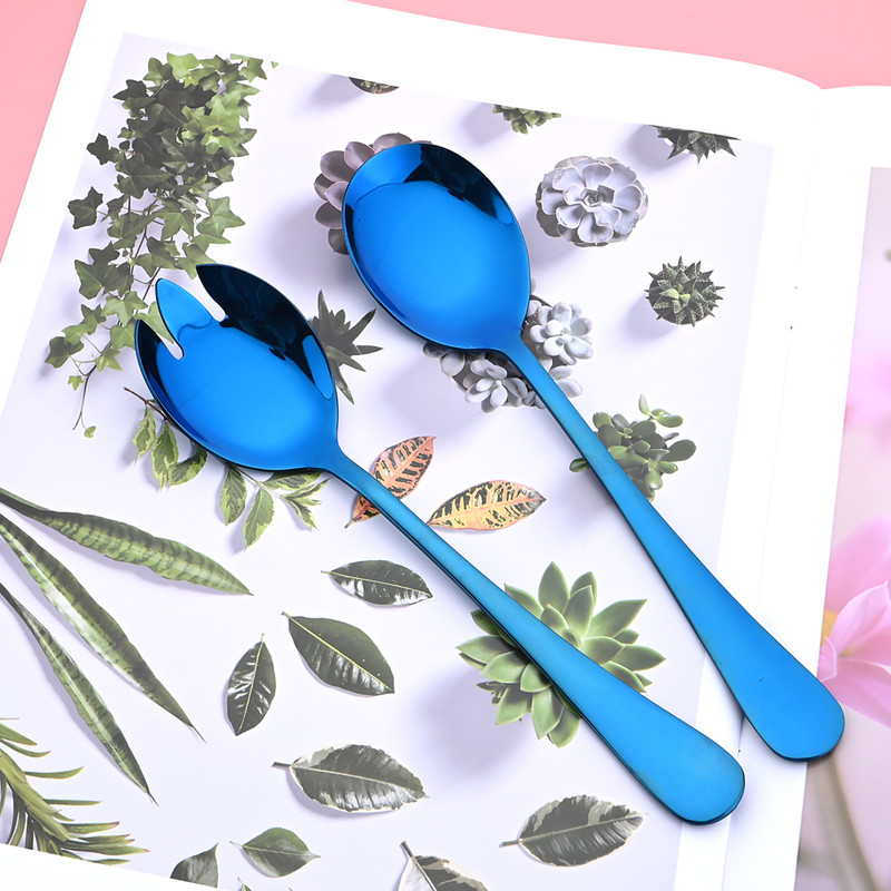 Zoseil 3Pcs Posuđe od nehrđajućeg čelika Ogledalo Set pribora za jelo Kuhinjsko posuđe Ljubičasta Servis Vilica Žlica Lopata Set Kućni pribor za jelo