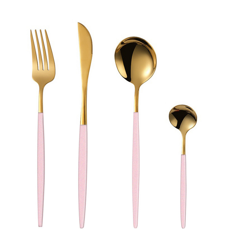 4kom/komplet pribora za jelo od ružičastog zlata, pribor za jelo od nehrđajućeg čelika, noževi, vilice, žlice za kavu, set pribora za jelo, kuhinjski set posuđa za večeru