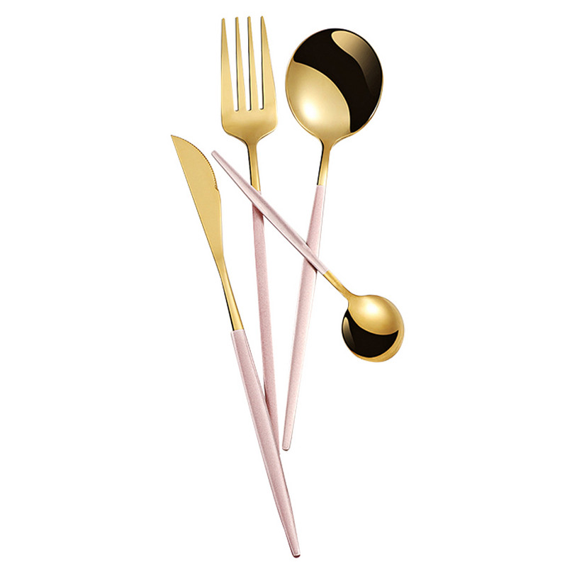 4kom/komplet pribora za jelo od ružičastog zlata, pribor za jelo od nehrđajućeg čelika, noževi, vilice, žlice za kavu, set pribora za jelo, kuhinjski set posuđa za večeru