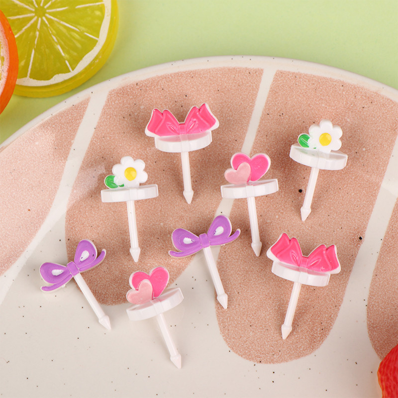 8 tk/komplekt Puuviljakahvel Minimultika lastele suupistekook Magustoit Hambaork Bento Lõunad Peokaunistus