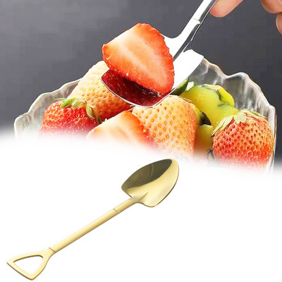 1/4 komada žličice za kavu Set pribora za jelo od nehrđajućeg čelika Retro željezna lopata Žlica za sladoled četvrtaste glave Žličica za čaj Modno posuđe