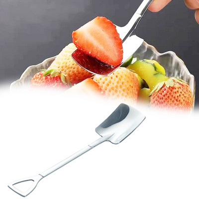 1/4 komada žličice za kavu Set pribora za jelo od nehrđajućeg čelika Retro željezna lopata Žlica za sladoled četvrtaste glave Žličica za čaj Modno posuđe