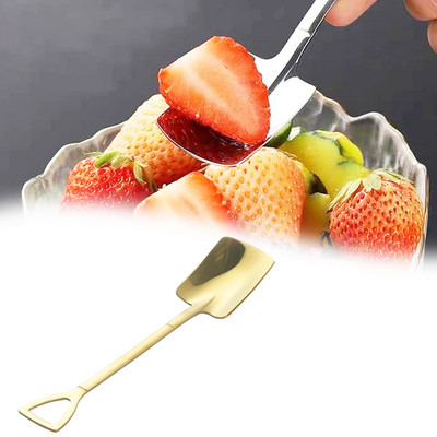 1/4 komada žličice za kavu Set pribora za jelo od nehrđajućeg čelika Retro željezna lopata Žlica za sladoled četvrtaste glave Žličica za čaj Modno posuđe