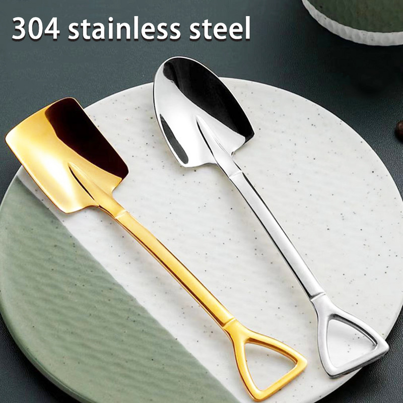 1/4 komada žličice za kavu Set pribora za jelo od nehrđajućeg čelika Retro željezna lopata Žlica za sladoled četvrtaste glave Žličica za čaj Modno posuđe