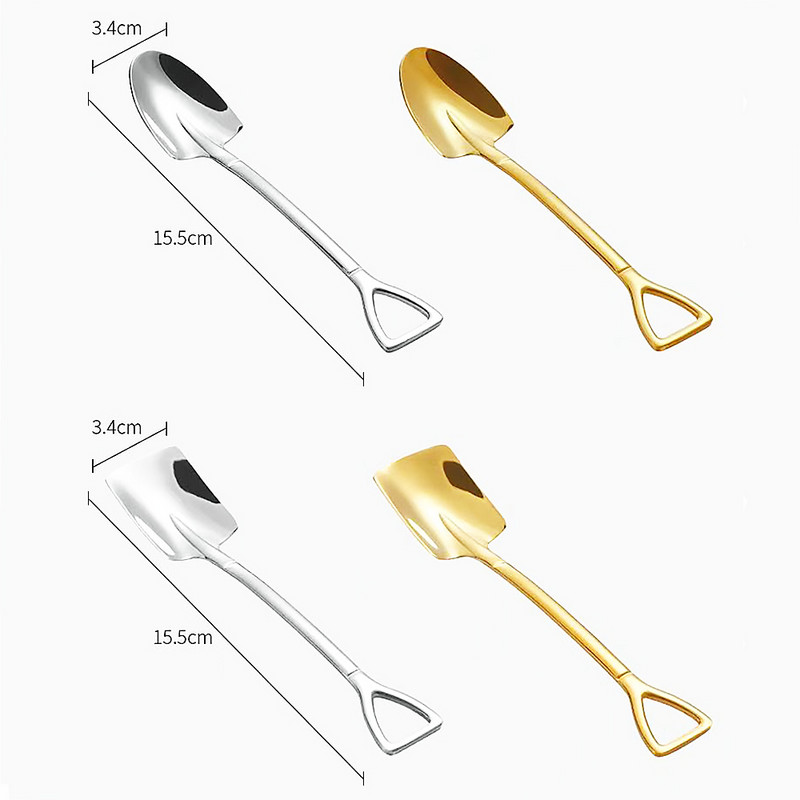 1/4 komada žličice za kavu Set pribora za jelo od nehrđajućeg čelika Retro željezna lopata Žlica za sladoled četvrtaste glave Žličica za čaj Modno posuđe