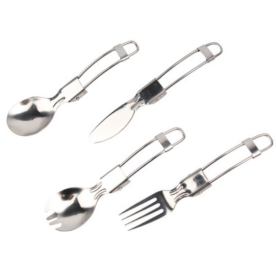 4 tk/komplekt roostevabast terasest kokkupandavad lauanõud välistingimustes kokkupandud kahvel lusikas nuga pikniku telkimisnõud reisilauanõud
