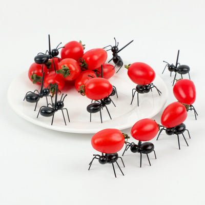 12 tk Sipelgapuuviljakahvlite komplekt Plastikust sipelgahambaork Bento Stick peokoogi suupistekahvel koduse meisterdamise lauakaunistusega laste lõunasöögi tarvikud